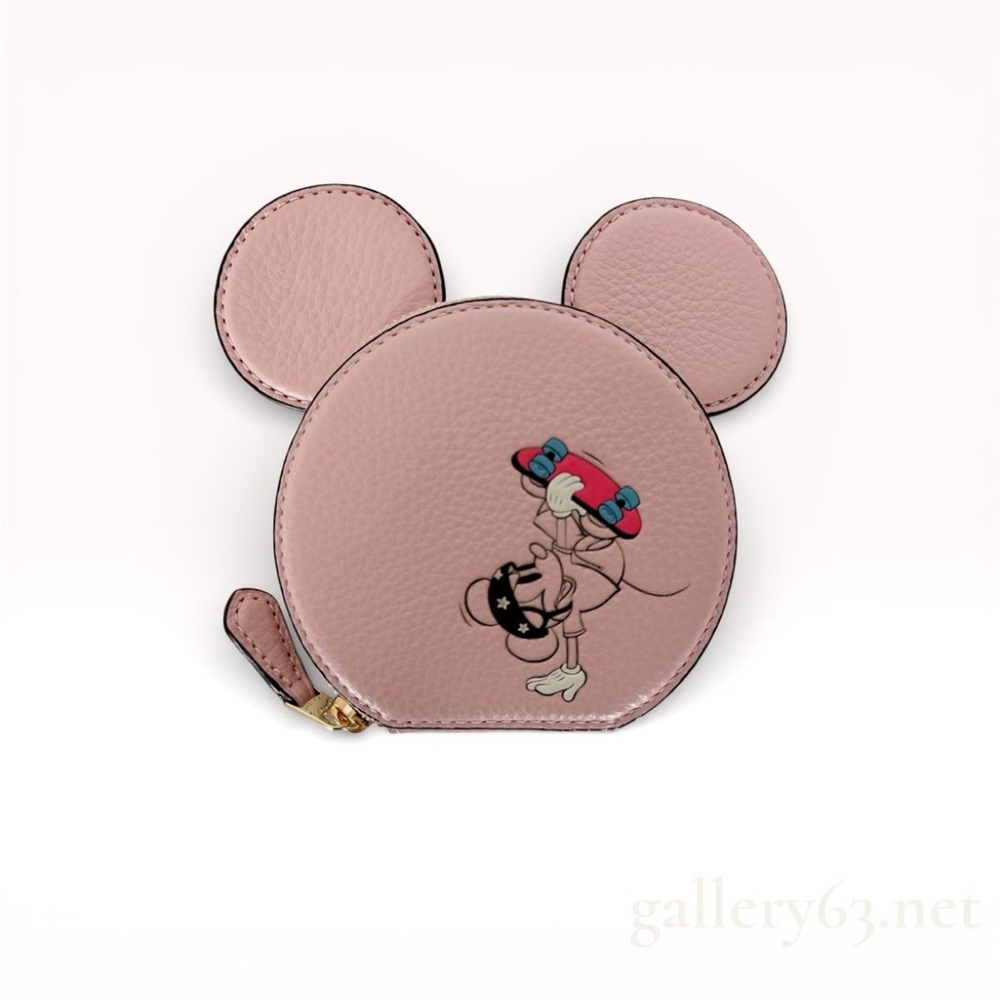Coach Pink Mickey Ear Mini Coin Pouch EUC
